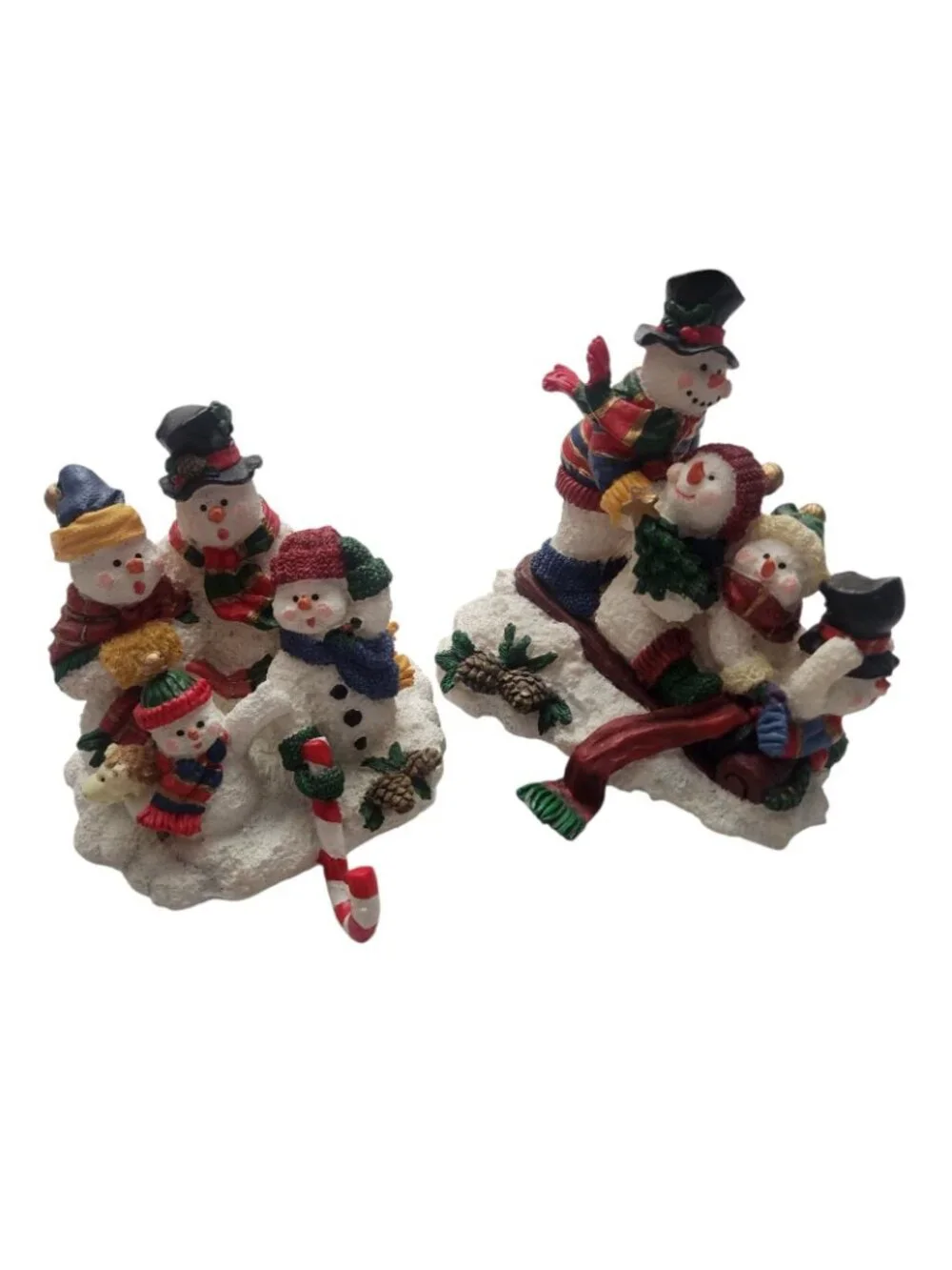 Vintage Snowman Christmas Stocking Holders Hangers Resin Felted Bottoms